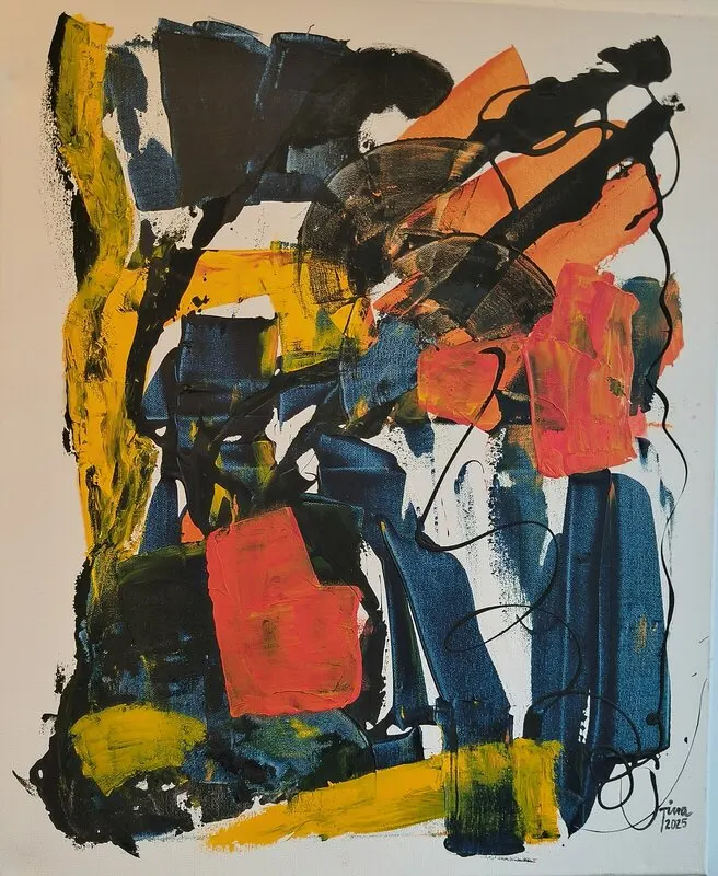 Oljemålning Komposition II av Tina Schedvin