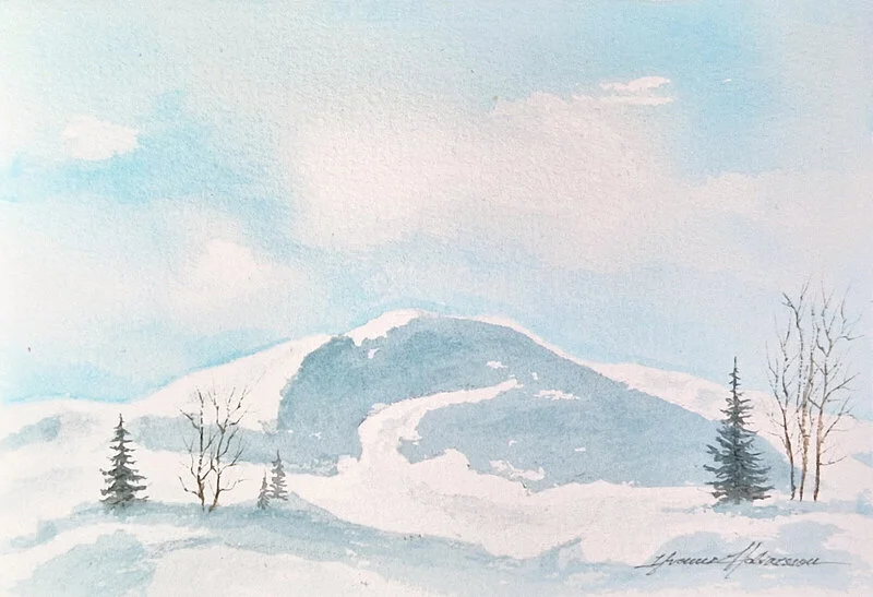 Akvarell Fröåvägen av Yvonne Halvarsson