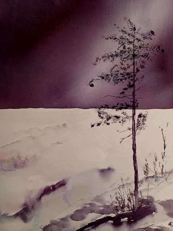 Akvarell Det ljusnar av Christina Harrefors