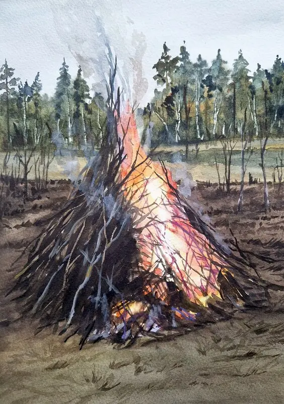 Akvarell Majkase i Öjung 2012 av Anna-Maria Esback