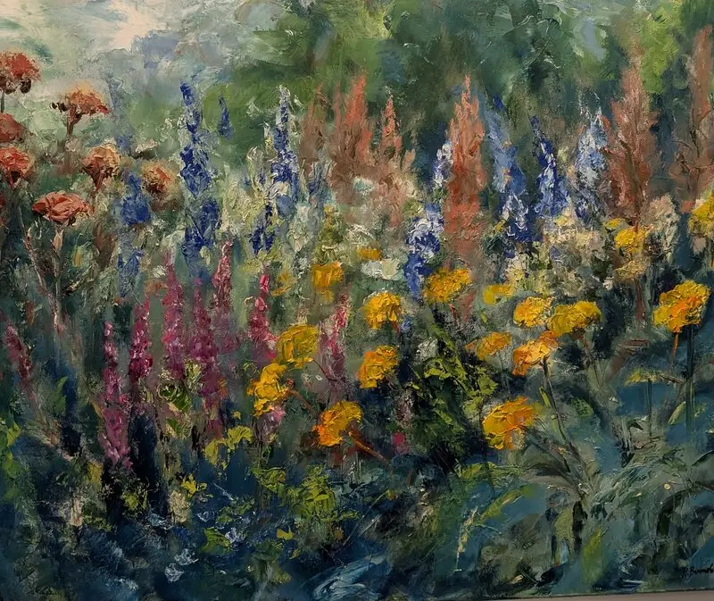 Oljemålning Blomstertäppan av Kathrin Bernekorn