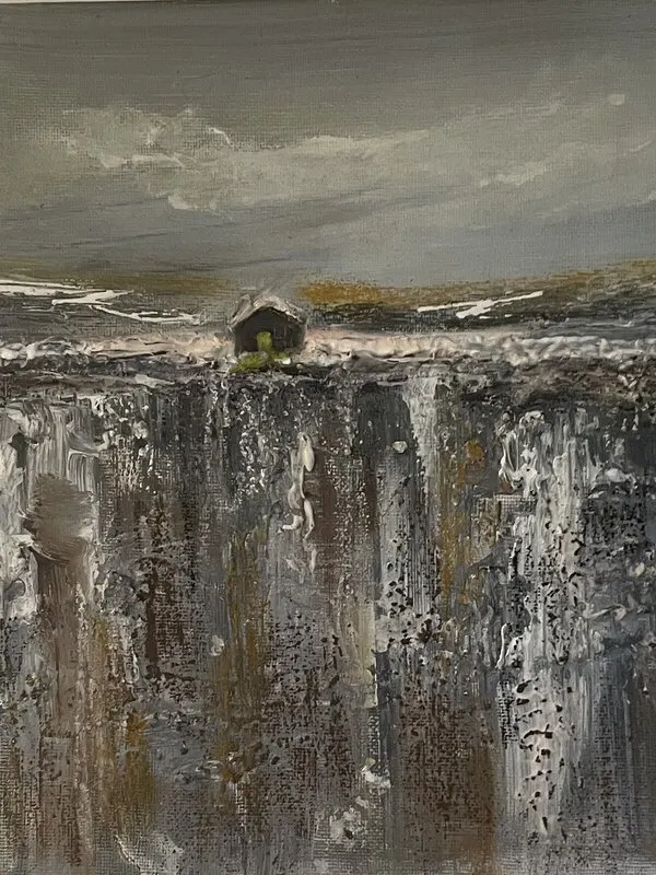 Akrylmålning Alone on a cliff av Donna Lee Johansson