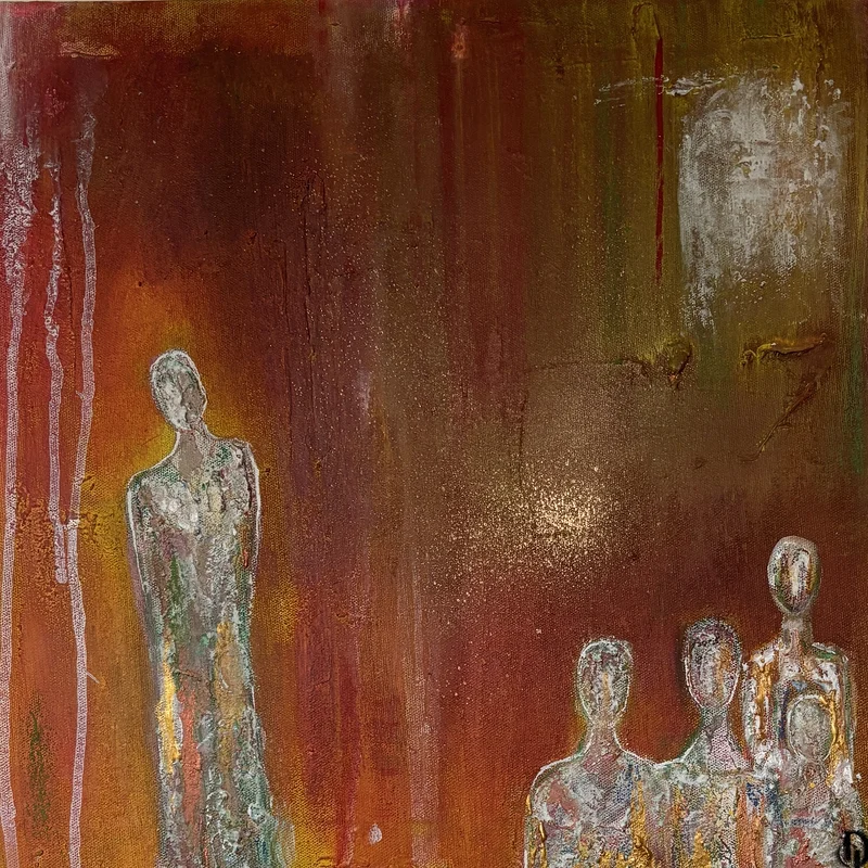 Akrylmålning The artist’s perspective- Abstrakt figurativ akrylmålning av Donna Lee Johansson