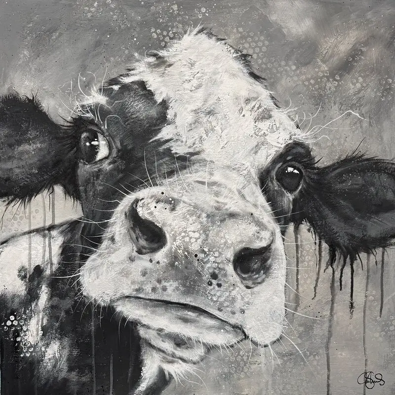Akrylmålning COW 497 Bodil av Matilda Skoglund