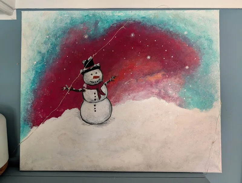 Akrylmålning Snowman av Petra Rodriguez