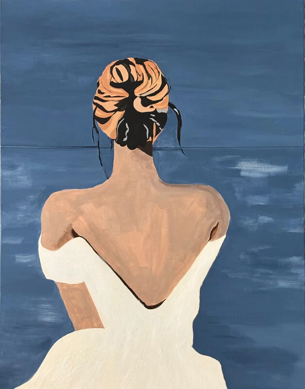 Akrylmålning Girl and the ocean av Catrin Henricsson