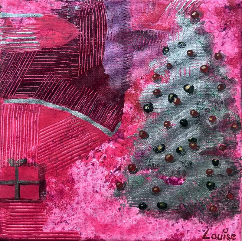 Akrylmålning Julgran av Louise Östberg