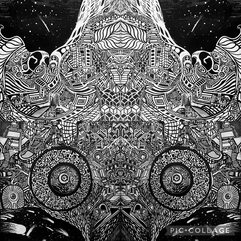 Akrylmålning Fractal mirrored av Tobias Karlsson