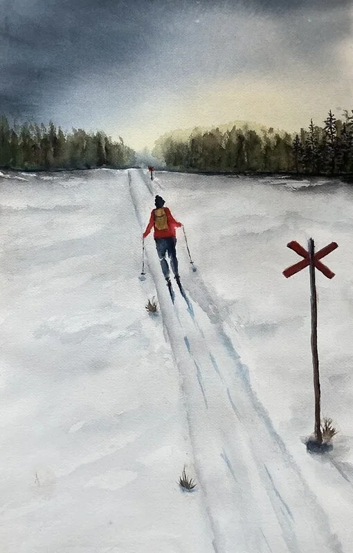 Akvarell PÅ TUR av Rose-Marie Lyckebrant-Lindqvist