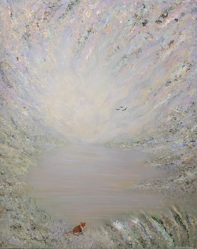 Akrylmålning Golden Sunrise av Nathalie Palmaer