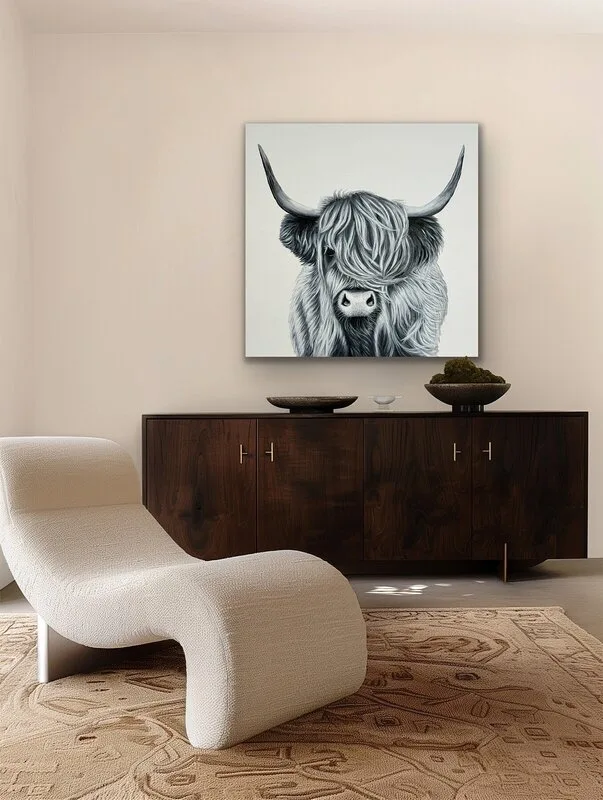 Akrylmålning Highland cow av Karin Wass