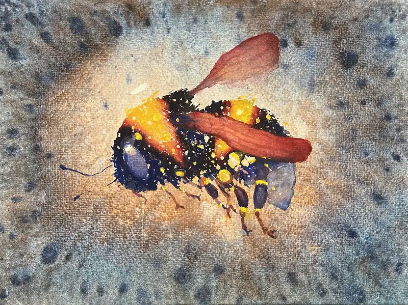 Akvarell Humlan svävar av Daniel Luther