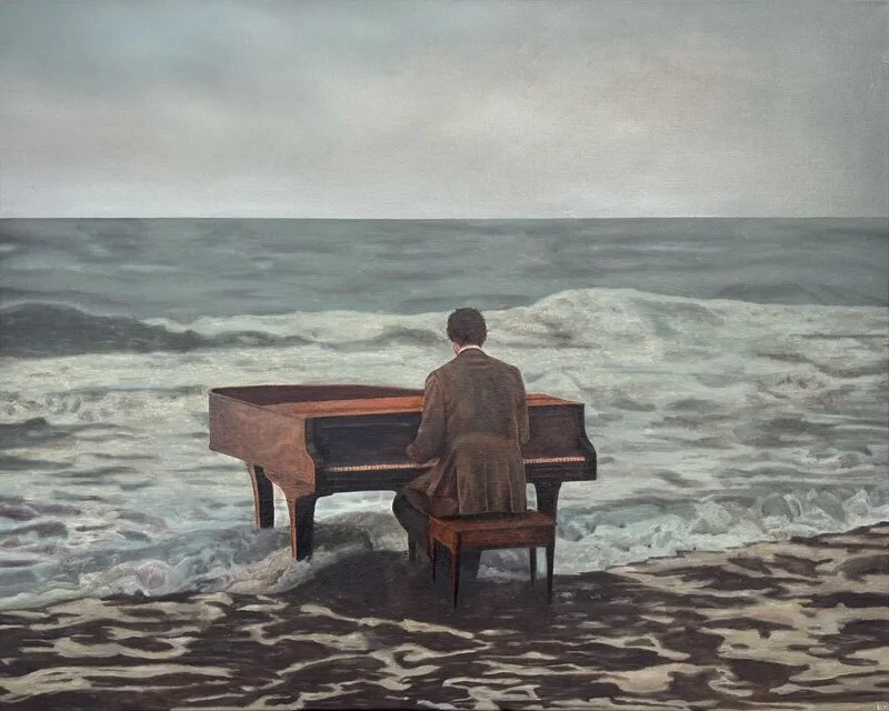 Oljemålning Ton on a beach av Alexander Ingvar