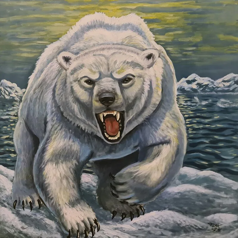 Akrylmålning Kungen i Arktis av Isak Martinsson