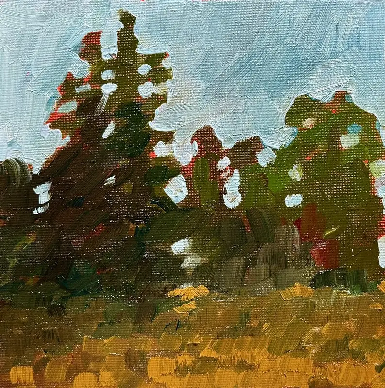 Oljemålning Skog miniatyr av Ekaterina Dutkevich
