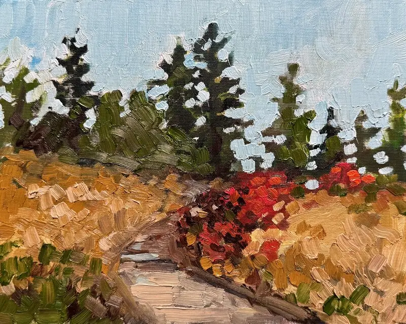 Oljemålning Skog miniatyr av Ekaterina Dutkevich