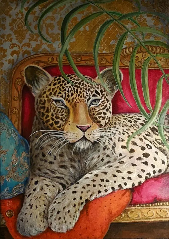 Akrylmålning Min leopard av Tove Landberg