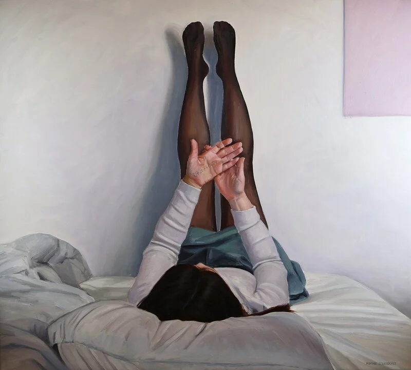 Oljemålning Hon är fast i en dagdröm, sa de av Mimmie Strandkvist