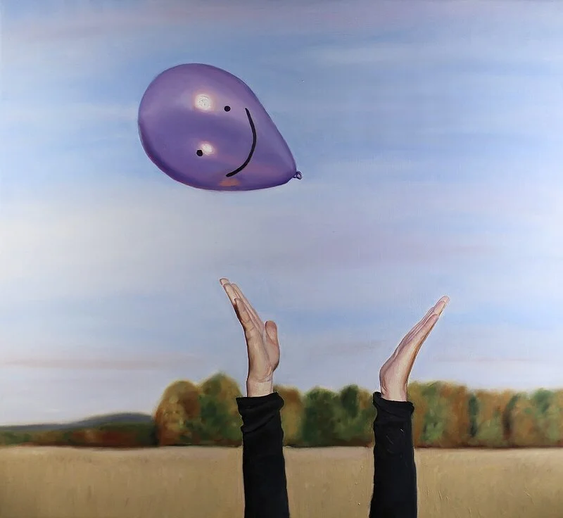 Oljemålning Nu är du fri, sa de av Mimmie Strandkvist