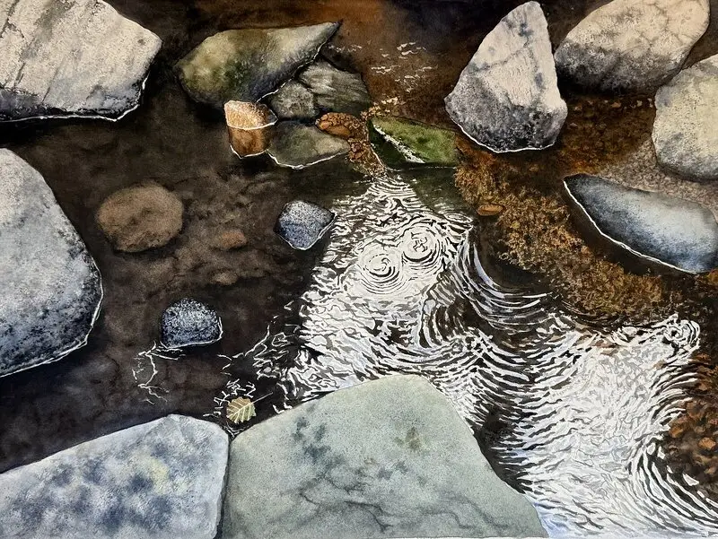 Akvarell Ringar på vattnet av Jeanette Malmberg