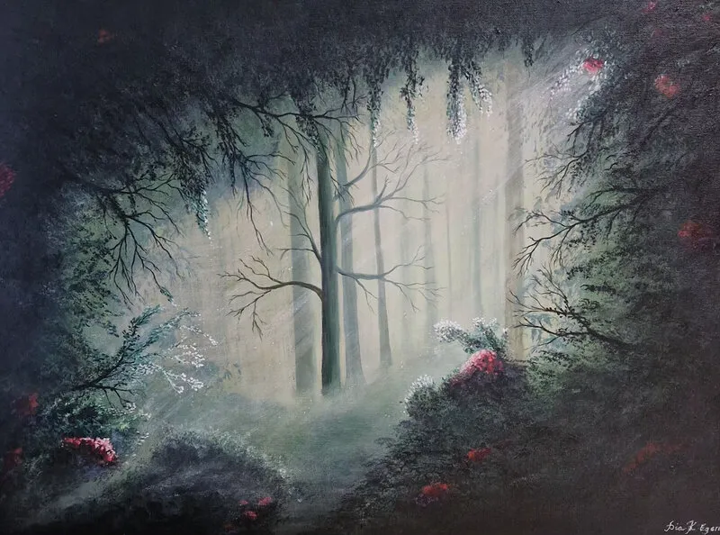 Akrylmålning Where The ligths wait av Pia K. Egeriis