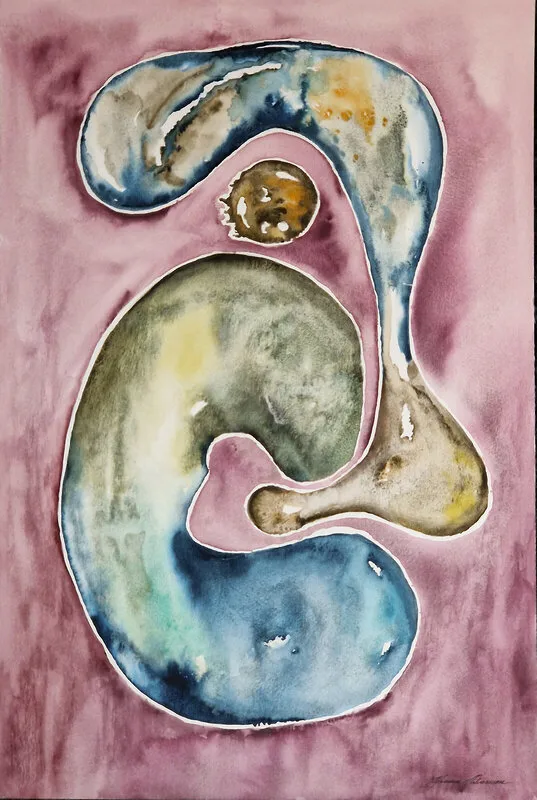 Akvarell Besökaren av Yvonne Halvarsson