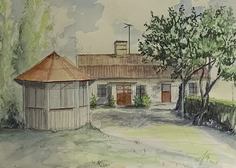 Akvarell Sommarstuga i Kållandsö av Carlyle Minnaar