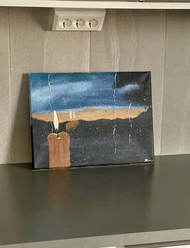 Akrylmålning Ljuset i fönstret av Snöflingan K