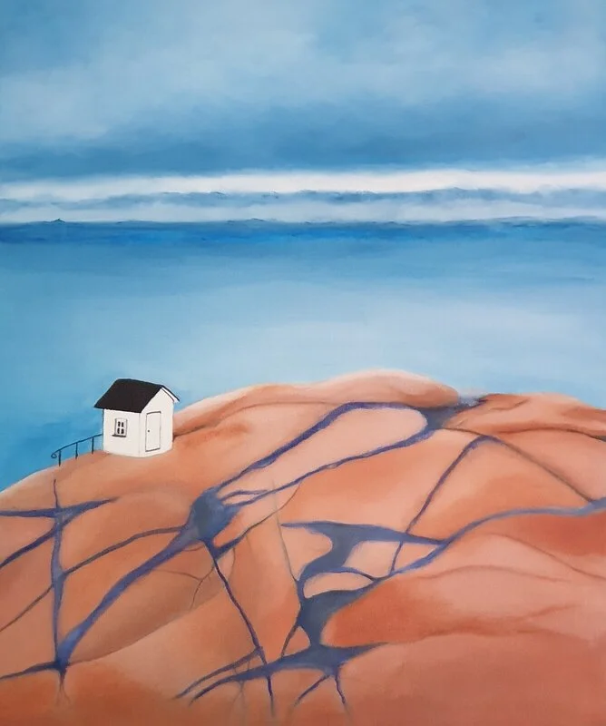 Oljemålning The House on the Hill av Harriet Revell