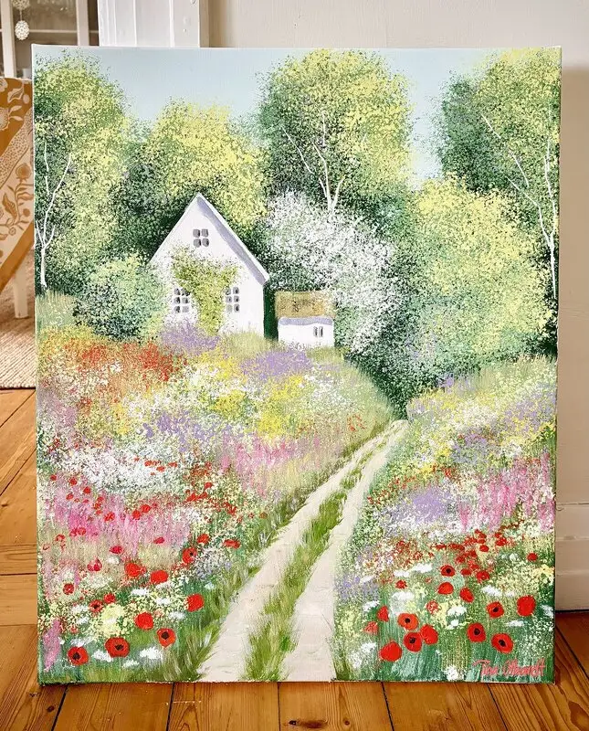 Akrylmålning Blomster av Tina Olhardt