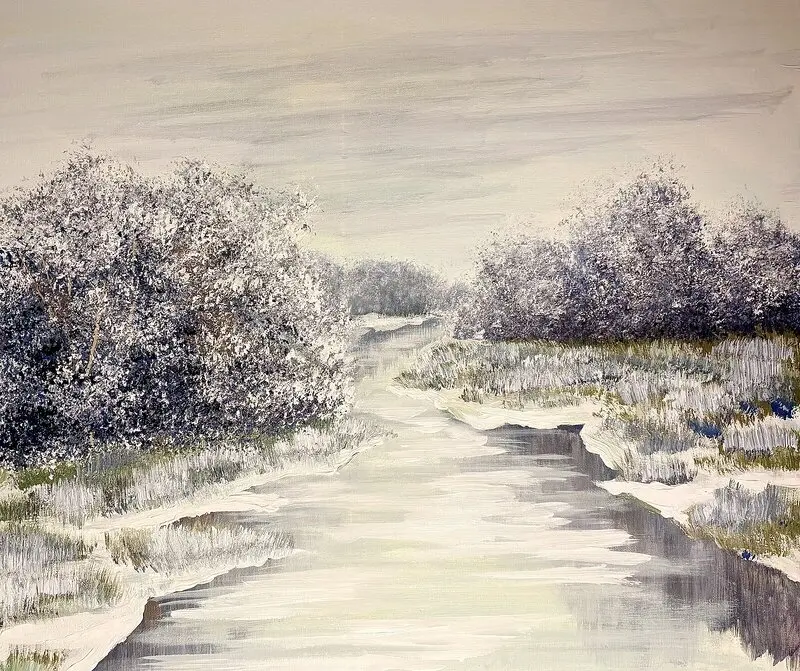 Akrylmålning Vintertid av Tina Olhardt