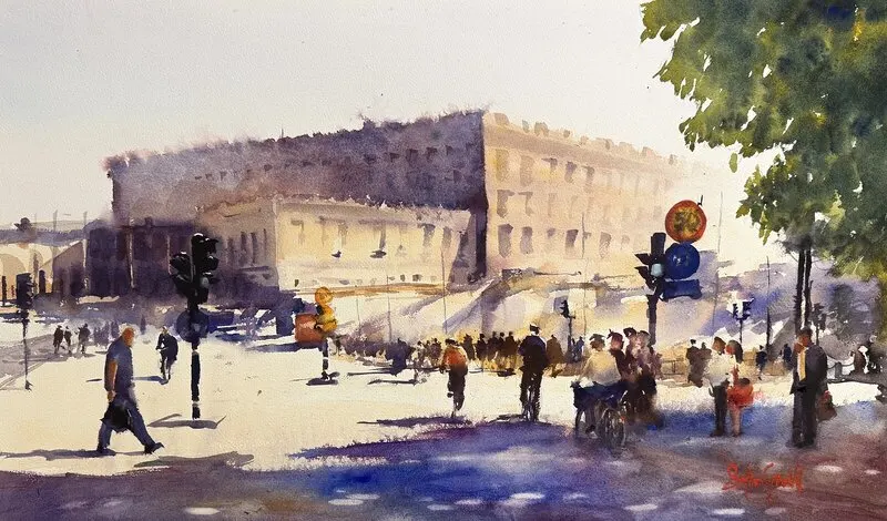 Akvarell Kungliga Slottet av Stefan Gadnell