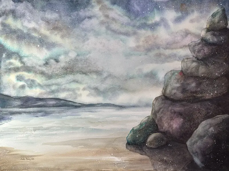 Akvarell Där ljuset dröjer av Anette Öberg