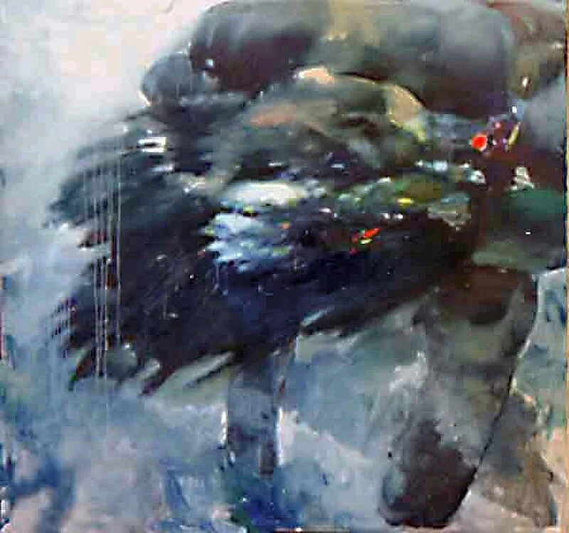 Oljemålning På flytande grund 3 av Berthel Martinson