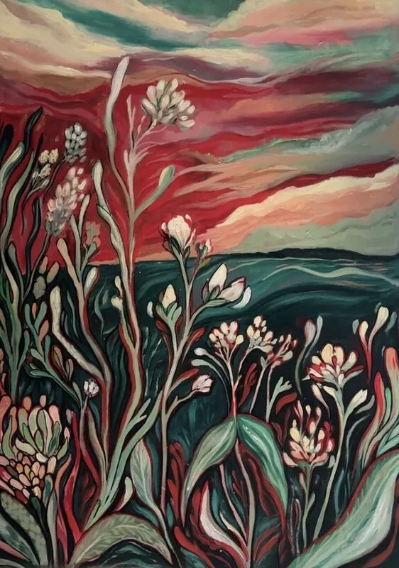 Akrylmålning Bränning av Lise Svelander