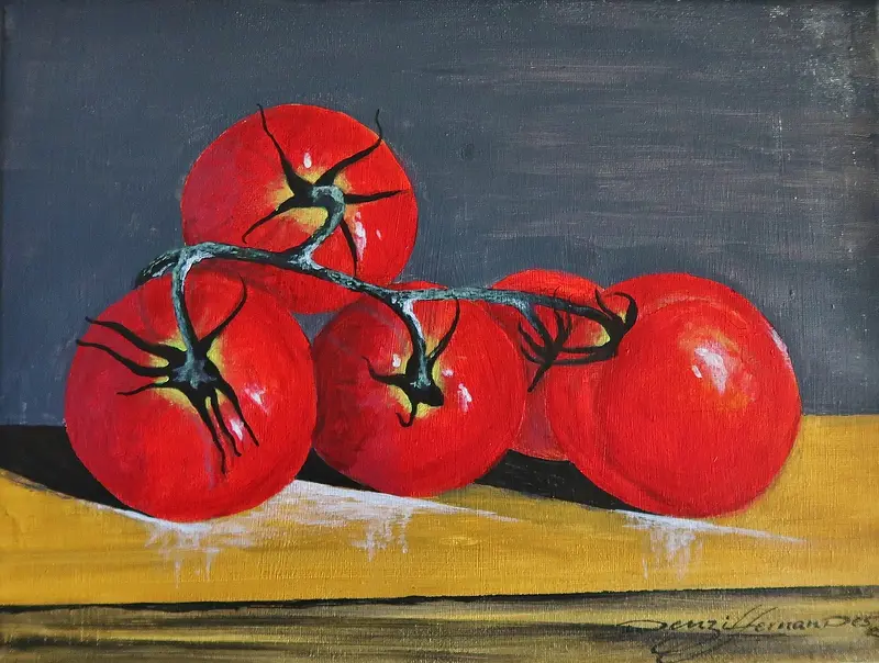 Akrylmålning Tomater av Denzil Fernandes