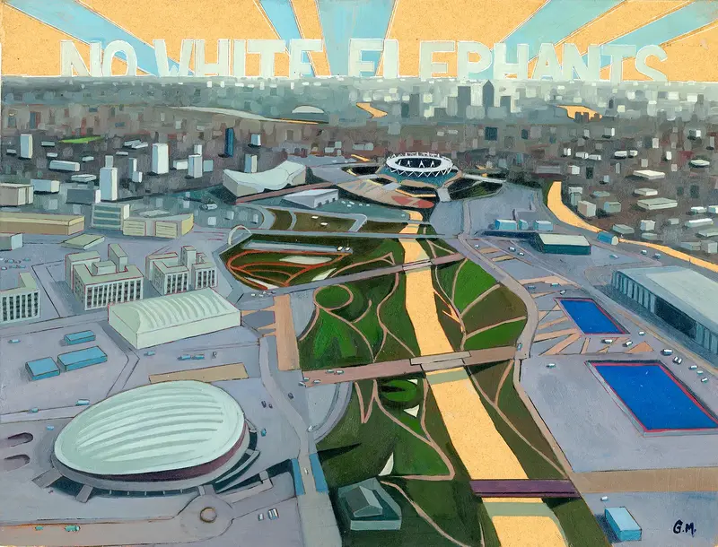 Oljemålning No White Elephants av Georgina McIntyre Malou