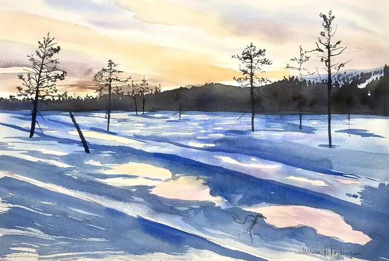 Akvarell På myren av Minna Petäjäniemi