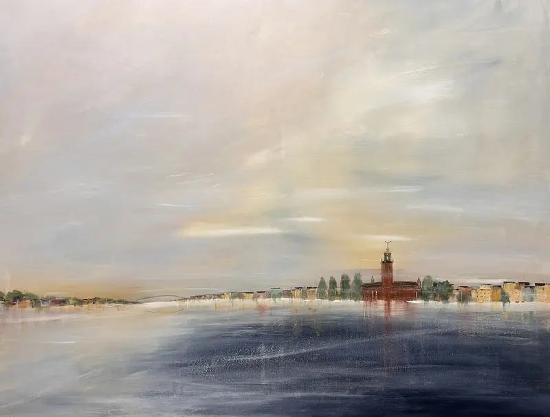 Akrylmålning Stadshuset i dis av Ulrica Halling Olsson_art Stockholm