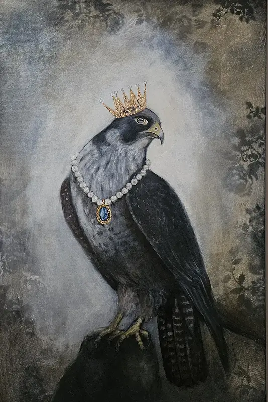 Akrylmålning Falköga av Tove Landberg