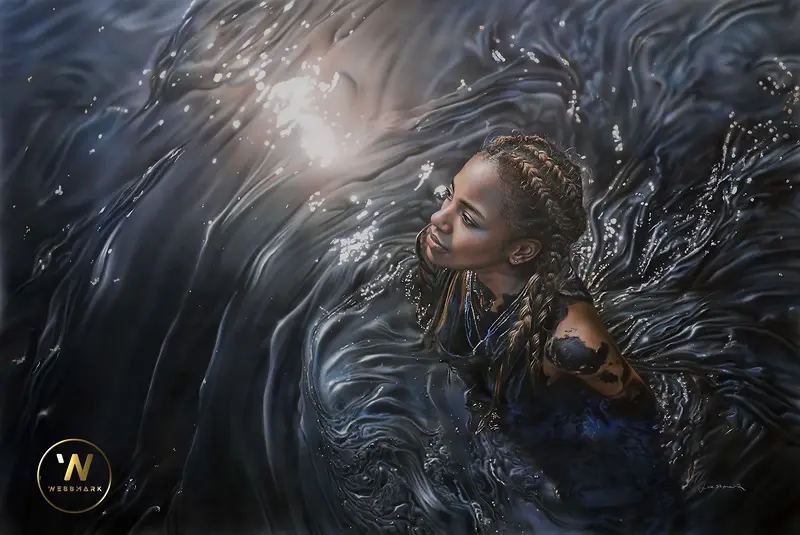 Akrylmålning Black Gold I — The Glint av Johannes Wessmark