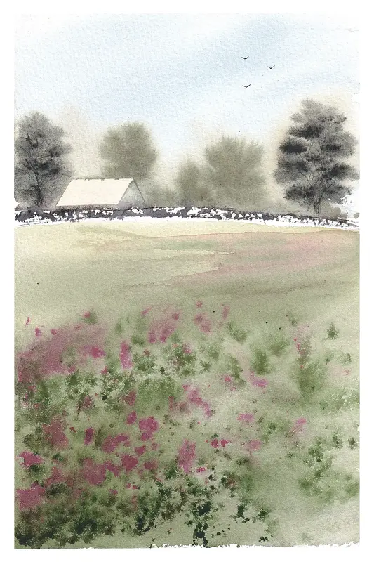 Akvarell Sommardröm, Summer Dream av Anna-Karin Hallström