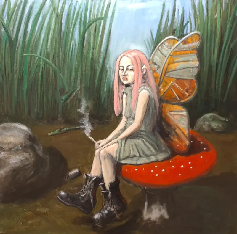 Oljemålning Fairies wear boots av Irem Babovic