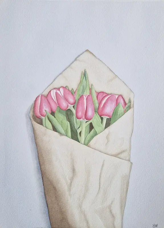 Akvarell Tulpaner av Susanne Hagemark
