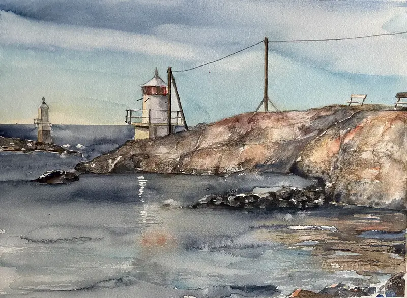 Akvarell Hönö av Petra Klara Margareta Kåks