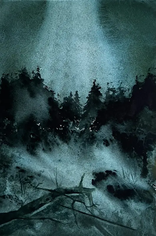 Akvarell The Emerald Forest II av Tuva Andersen
