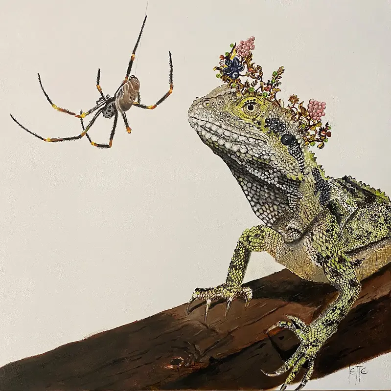 Oljemålning Dragon Queen av Jette van der Lende