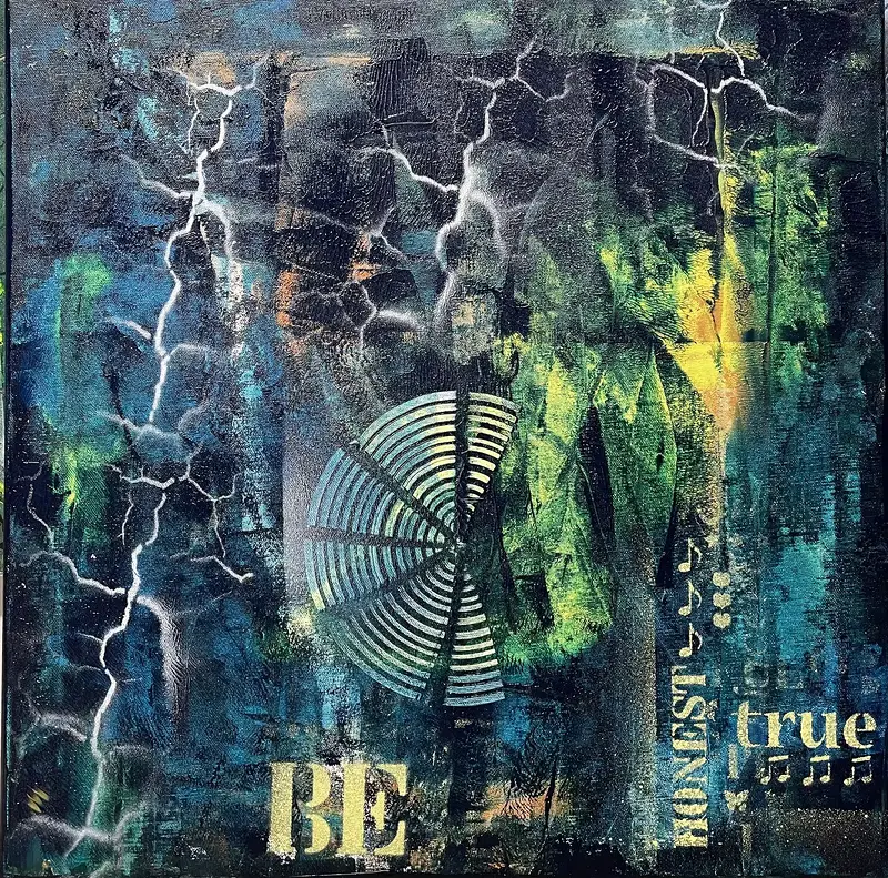 Akrylmålning VA ÄRLIG MOT DIG SJÄLV av Kicki Pettersson