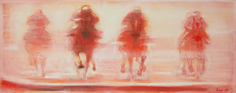 Oljemålning A Day at the Races (Red) av Alexander Levich