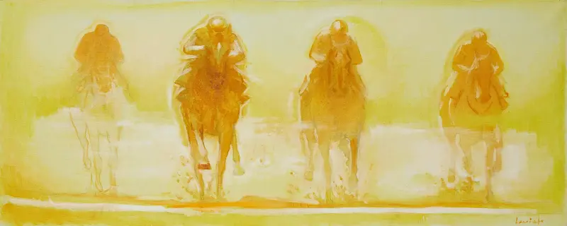 Oljemålning A Day at the Races (Yellow) av Alexander Levich